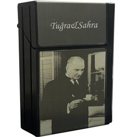 Resim tusah Usb Şarjlı Elektronik Çakmak Taşınabilir Sigara Paketi Muhafaza Kutusu Atatürk Baskılı 