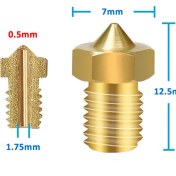 Resim Alkatronik 0.5mm x 1.75MM M6 Prinç Nozzle 3D Yazıcı Printer 1.75MM Filament Uyum Mk8 Cr-10 CR-10S Ender 3 