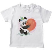 Resim Angemiel Baby Balon Tutan Panda Erkek Bebek Tişört Beyaz B0754MDBBKETSRT 