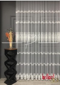 Resim Tül Perde Yaren Desen Brode Işlemeli Tül (531974921) Ekru 