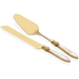 Resim Rivadossi Laura Oro Krem Pasta Servis Seti 