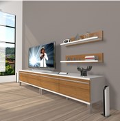 Resim Decoraktiv Eko 220t Mdf Krom Ayaklı Tv Ünitesi Tv Sehpası - Beyaz - Ceviz 