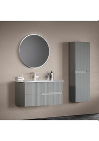 Resim Orka Moonlight 40 Cm Mdf Mat Gri Banyo Boy Dolabı Gri 