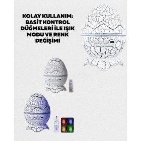 Resim Bluetooth Hoparlör Özellikli 7 Renkli Gece Aydınlatması 