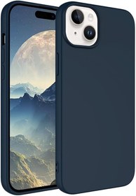 Resim MADNOVA iPhone 14 Max/15 Plus İle Uyumlu Lansman Kılıf İnce Sıvı Silikon 3 Katmanlı Tam Kaplamalı Yumuşak Jel Kauçuk Telefon Kılıfı (lacivert) 