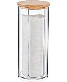 Resim Ahşap Kapaklı Disk Pamukluk Organizer Makyaj Düzenleyici Şeffaf 