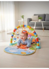 Resim Çıngıraklı Oyuncaklar Aynalı Göz Kondinasyon Destekli Piyanolu Oyun Halısı 
