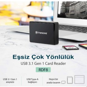 Resim Transcend Ts-Rdf8K2 Rdf8 Usb 3.0 Siyah Kart Okuyucu 