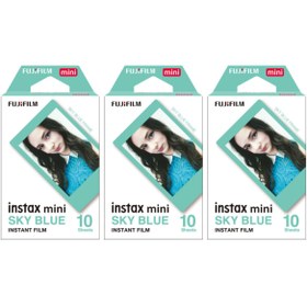 Resim Fujifilm Instax Mini Sky Blue Edition 10x3 Film Seti 