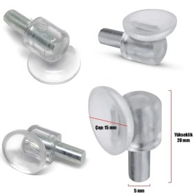 Resim Ayder Mobilya Aksesuarları Pvc Vantuzlu Raf Pimi 5 mm Naturel ( 20 Adet ) 