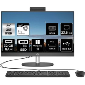 Resim Hp Proone 240 G10 Intel Core I7 1355U 32GB 1tb SSD 23.8" Fhd W11P All In One Bilgisayar 8T2W7ESP428 