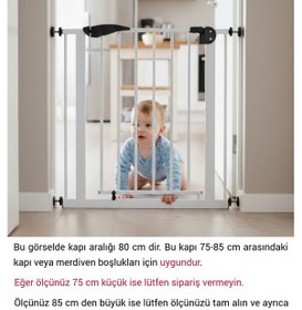 Resim Çocuk Güvenlik Kapısı Merdiven Korkuluğu 75-85 Cm Arası İçin Uygun - Beyaz 