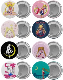 Resim Sailor Moon Çanta Rozeti Seti 8 Adet En Büyük Boy 5.8cm İğneli Br 