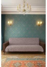 Resim Bohem Tarz Lüks Kaymaz Koltuk Örtüsü 175x220 Şönil Bohem Koltuk Kılıfı Gri 