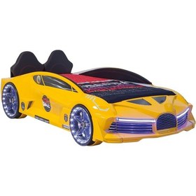 Resim Kaju Carbed Arabalı Yatak Çocuk Karyolası Kumandalı Işık Ve Ses Sistemli Moon Full Sarı 