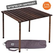 Resim Bag The Joy 70x70x55 CM Ahşap Katlanır Rulo Antrasit Kamp ve Piknik Masası 