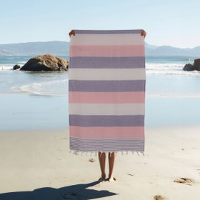 Resim %100 Pamuk Somon American Desenli Püsküllü Peştamal 2’li - 100x180 Cm 