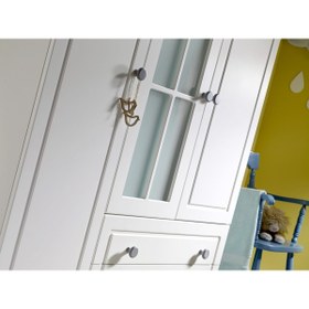 Resim Meltem Smart Carino Bebek Odası Üç Kapılı Camlı Gri Dolap 