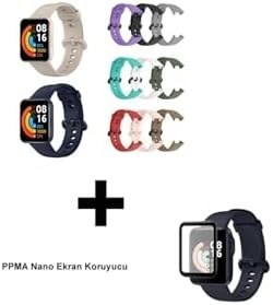 Resim Redmi Watch 2 Lite Kordon Akıllı Saat Bileklik Kordonu Silikon Kayış + Ppma Nano Ekran Koruyucu Krem 