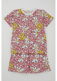 Resim Breeze Kız Çocuk Şortlu Pijama Takımı Renkli Papatya Desenli 4-8 Yaş, Karışık Renk Çok Renkli 