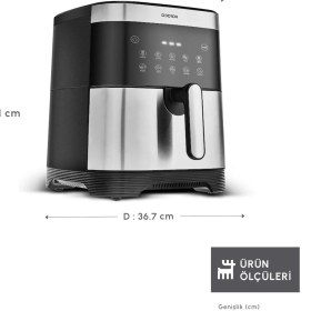 Resim 9l Akıllı Renk Ekranlı Geniş Hazneli Inox Airfryer, Sağlıklı ve Pratik Pişirme 