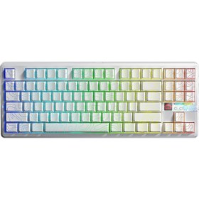 Resim Aula F87 Pro V2 Mekanik Rgb Tkl Star Vector Switch Kablosuz Makrolu Hot Swap Klavye Desenli Beyaz 