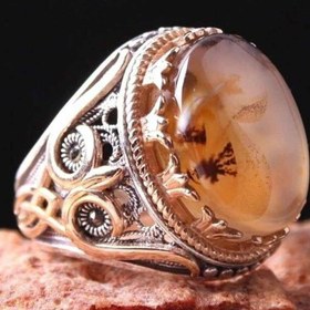 Resim Authentic Yemeni Agate Stone Handmade 925 Sterling Silver Mens Ring - US: 8.5 / 58.5 mm / Turk: 18.5 