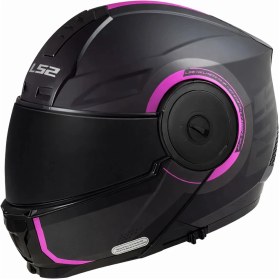 Resim Ls2 Scope 2 Arch Mat Tıtanıum-Pembe Kask (Siyah Vizör) 
