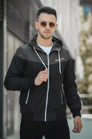 Resim Believe Baskılı Suya Dayanaklı Slim Fit Erkek Mevsimlik Mont Yağmurluk - HAKI / S 
