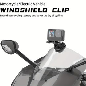 Resim Motosiklet Ön Cam Kurulumu için Alüminyum Braket, Gopro Hero 12, 11, 10, 9, Insta360 X3 ve DJI Action 3 Aksiyon Kamera Aksesuarları ile Uyumlu. 