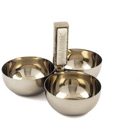 Resim Mikasa Moor Bronz Traverten Mermer Taşlı 3 Lü Çerezlik 21x15 Cm 
