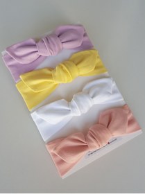 Resim swan butik Kız Çocuk Bebek Bandana Toka Seti 4'lü Lila, Sarı, Beyaz, Pudra Pembe 