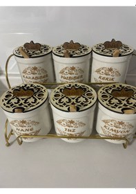 Resim 12 Parça Bambu Kapaklı Baharat Seti Ahşap - Beyaz 