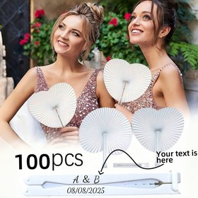Resim Kişiselleştirilmiş Bohem Tarzı Kalp Şeklinde Kağıt Fan - Özel İsim ve Tarih, Düğünler, Partiler ve DIY El Sanatları için İdeal, Teşekkürler, Duyurular ve Kutlamalar için Mükemmel Düğünli Kız Hediyesi, Düğün Süsleri 