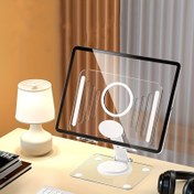 Resim 360° Dönebilen Akrilik Tablet ve Laptop Standı - Ayarlanabilir, Katlanabilir ve Ergonomik Masa Montajı ile Isı Dağılımı için Okuma, Oyun veya Görüşme Videoları İçin, Tablet Tutucu 