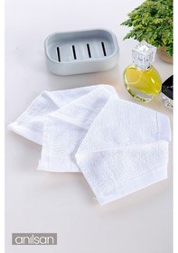 Resim 50'li Mini Havlu - 26x26 Cm, %100 Pamuk, Bebek Ve Çocuklar İçin, Yüz Havlusu Olarak Kullanıma Uygun Beyaz 