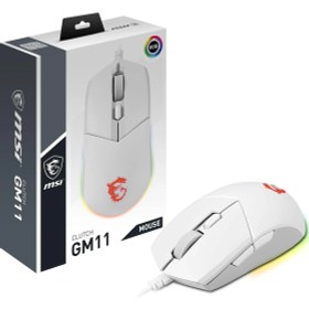 Resim Msı Clutch GM11 White Oyun Faresi, Kablolu, PAW-3325 Sensör, 400 - 5000 Dpı, 6 Tuş, Beyaz, Rgb Şerit 