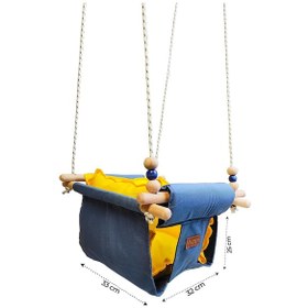 Resim Ahşap Salıncak Bebek ve Çocuk Salıncağı Hamak Beşik Gri Sarı Model 