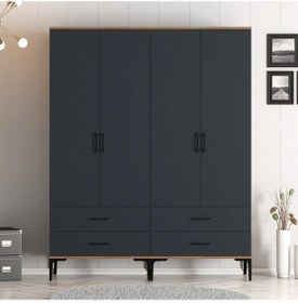 Resim Variant Kumsal 4 Kapılı Tt Gardrop - Ceviz / Antrasit 