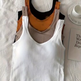 Resim 4 Parça Kadın Günlük Temel Sütyen Takımı, Dolgulu Tek Renk, İlkbahar ve Yazlık Rahat Giyim için Uygun, Atlet Üstler 