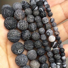 Resim Doğal Mat Siyah Ajet Çatlak Ejderha Mat Taş Boncuklar 91/61/46/36 adet Dikişli Boncuk Takı Yapımı DIY Güzeli Benzersiz Bilezikler Kolye Hediyeler Boncuklu El Sanatları Malzemeleri 4-10mm 