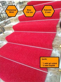 Resim Gri Halı Tutturgaç Çubuğu, Halı Yolluk Kilim Sabitleme Aparatı 130 Cm 