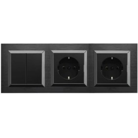 Resim Quantum Siyah 3&apos;lü Set Anahtar, Topraklı Priz ve Topraklı Priz Set 