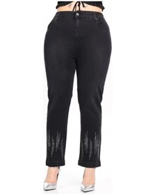 Resim Petunya Butik Boru Paça Taş Detaylı Pantolon Siyah 