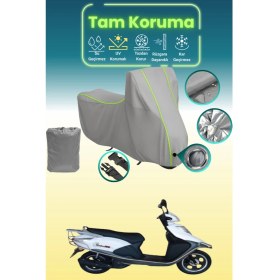 Resim Dokaca Neo Gri Neon Fitilli Kilit Uyumlu Kuba Raden 125 Uyumlu Motor Brandası, Koruyucu Örtü 