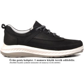 Resim Bulldozer Siyah Nubuk Hakiki Deri Erkek Sneaker Ayakkabı 