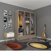 Resim Kenzlife giysi dolabı 3 bölmeli 3 çekmeceli hamit150 crd dolap kapaksız 