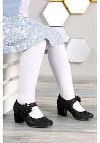 Resim Kiko Kids Angelina Çupra Günlük Kız Çocuk 4 Cm Topuklu Abiye Ayakkabı Sedef 