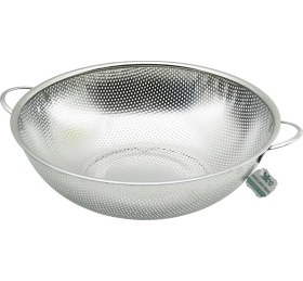 Resim 31cm Metal Kulplu Çelik Sepet Süzgeç İnce Tel Ayaklı Kahverengi 