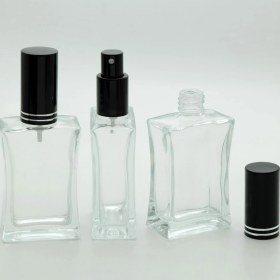 Resim D&B Parfüm Şişesi 50 ml (3 Adet) (TEKRAR DOLDURULABİLİR) Siyah Kapak Metal Valf Içbükey Boş Şişe 